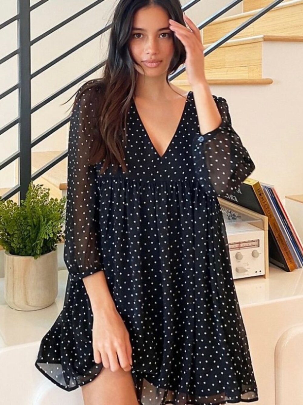 Aritzia Sunday Best Jinx Dress Black White Polka Dot Size 2XS